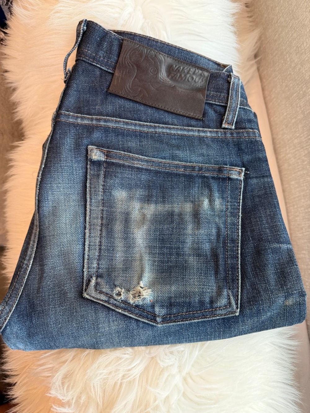 Naked & Famous 12oz dry blue indigo weird guy fit